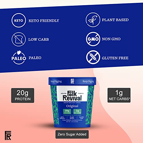 Folk Revival Original And Maple Walnut Hot Cereal | High Fiber Instant Meal Made With Acorns And Heirloom Ingredients - Non Gmo, Gluten Free, Keto Friendly, Paleo, Grain Free - 6 Cups Of Each Flavor #TOP4