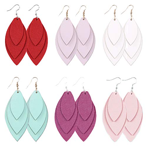 TIDOO Lot de 3 boucles d'oreilles pendantes en cuir pour femme Cover