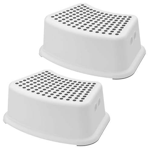 Sterun 2 Pack Plastic Child Foot Step Stools Anti-Slip Cover on Top For Children Practical Non-Slip Toilet Step Great for Toddlers (Grey)