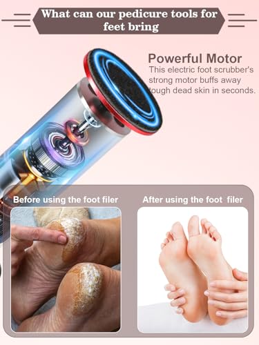 Image of FSA&HSA Electric Foot Callus Removers, Portable Electronic Foot File Pedicure Tools, Electric Callus Remover Kit, Professional Pedi Feet Care Perfect for Dead, Hard Cracked Dry Skin Ideal Gift (red)