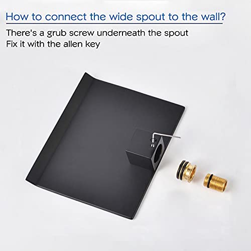 Phasat Wall Mounted Waterfall Tub Faucet,Brass Waterfall Bathtub Faucet Tub Spout For Bathroom,High Flow Wall Mount Tub Filler Matte Black Ptbb02E #TOP4