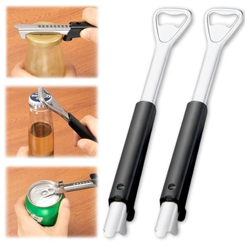 Abrelatas Manual de 2 Paquetes Multifunción Abrelatas Profesional can opener de Acero Inoxidable Abrelatas Ajustable Abrebotellas para personas mayores, personas con artritis y chefs