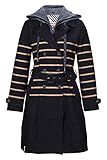 Material: 100% algodón khujo Abrigo de mujer Halina Print con interior chaqueta con capucha extraíble de sudadera, abrigo de verano con estampado de rayas. Negro M