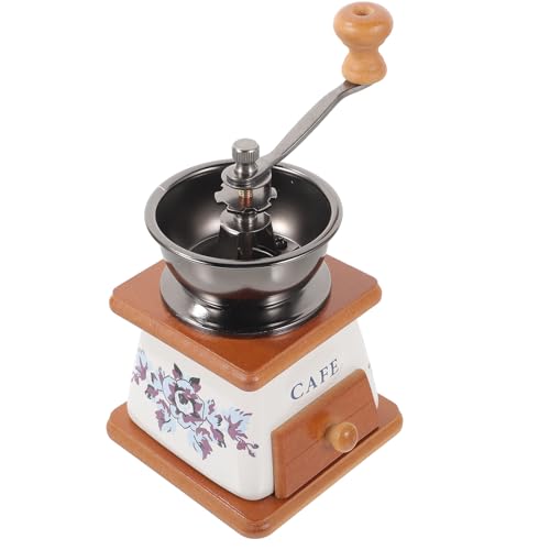 FUOYLOO Molino de Café Manual Compacto Cuerpo de Cerámica y Madera, Molienda Regulable para Entusiastas del Café en Hogar y Oficina