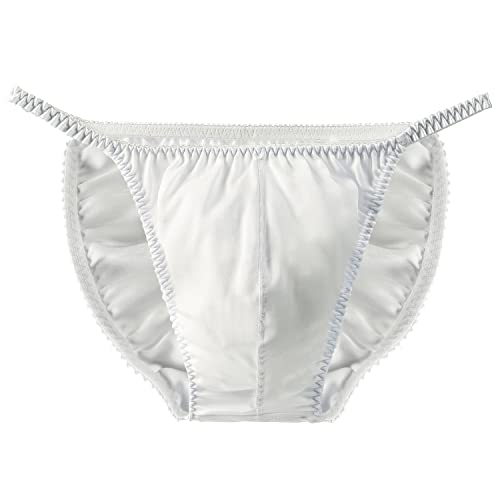 Men's 100% Pure Mulberry Silk Underwear String Bikini Underpants Breathable Large Size Soft Briefs