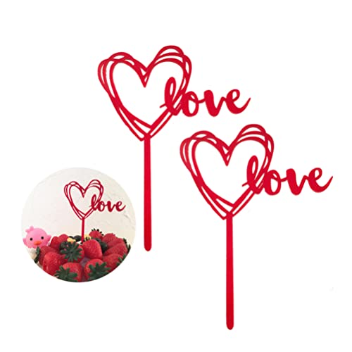 SEWACC 10 Pçs Topo De Bolo Dia Namorados De Coração Decoração Do Bolo Acrílico Vermelho Topos De Bol