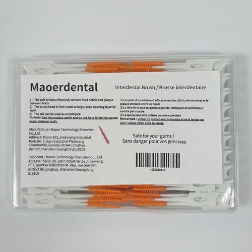 Maoerdental 300 Pieces Dual-Use Interdental Brushes Soft Silicone, Disposable Dental Picks,Premium Dental Floss Picks for Effective Teeth Cleaning(300PCS Orange) — view 4