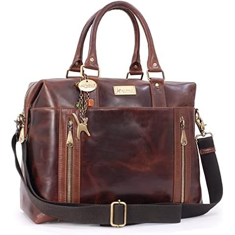 CATWALK COLLECTION HANDBAGS - Genuine Leather Holdall - Large Overnight / Travel / Business / Weekend / Gym Sports Duffle Bag - Vienna - Brown Cover