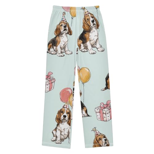 ZZXXB Beagle Happy Birthday Balloon Boys Long Pants Soft Trousers Elastic Waist Kids Lounge Bottoms with Pockets S-XL