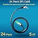 Rapink Patch Cables Cat8 5ft 24 Pack Slim, Cat8 Ethernet Patch Cable 40G Support, Snagless Cat 8 Patch Cable for Patch Panel to Switch, Flexiable Cat 8 Ethernet Cable Datacenter with Gold Plated