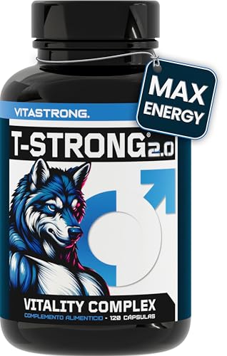 Vitastrong Vitality Complex - 120 cápsulas T-Strong 2.0 con arginina, cordyceps, taurina, maca, fenogreco, ginseng, ginkgo, zinc, vitamina B6 - Energía, bienestar masculino y apoyo al rendimiento