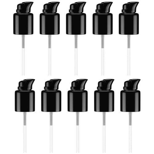 10Pcs 20mm/415 Black Plastic Replacement Foundation Pump with Rotate Lock Cosmetic Make-Up Pump Liquid Dispenser Pump Top Head for Essential Oil Lotion Bottles