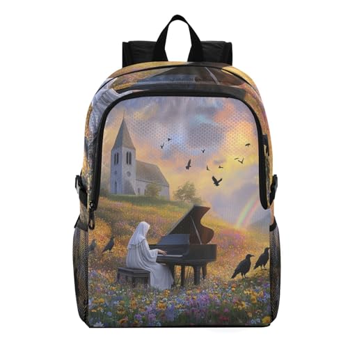 Nun Play Piano (1) Backpack 22L Foldable Daypack for Men Women Travel Camping