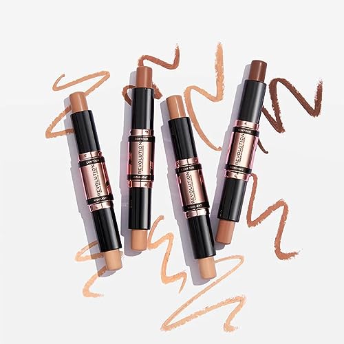 Makeup Revolution Contour Stick Duo Cream Contour & Highlight, Definiert die Wangenknochen und formt das Gesicht, Vegan & Tierversuchsfrei, Medium, 2.4g
