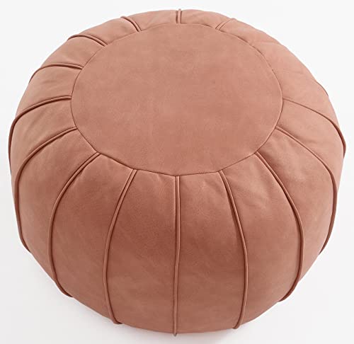 C COMFORTLAND Unstuffed Faux Suede Ottoman Pouf, Round Foot Rest Poof Ottomans, Floor Foot Stool Poufs, Bean Bag Chair Cover with Storage for Living Room, Bedroom, or Wedding Gifts Pink