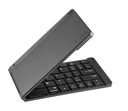 Type Wireless Keyboard (Matte Black)- Foldable, Pocket Size, Bluetooth, for Smart Phones and Tablets, 60 Days of Battery on Standby and 2-3 Weeks of Battery Power While in Continuous use, Aluminum.