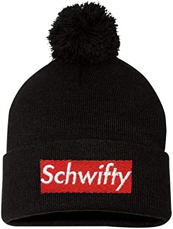 Adult Schwifty Embroidered Knit Beanie Pom Cap