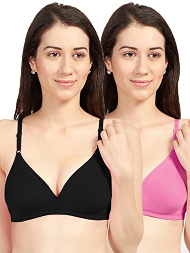 Image of SONARI Omania Womens Non-Padded Cotton Polyester Bras - Solid, Non-Wired, Medium Coverage, Hand Washable (Pack of 2)