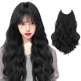 Sucodver エクステ 襟足ウィッグ ハーフウィッグ ロング 巻き髪 50cm ワンタッチエクステ えりあし レディース カール 自然 耐熱 ファイバー おしゃれ レイヤー ボリュームアップ 編み込み (ブラック)