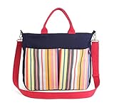 Striped Bag Fashion Tote Canvas Bag Handbag Colorful Cotton Strap Handle Pocket Bag Gift For Her Bridesmaids Church Bag Sturdy Diaper Bag
