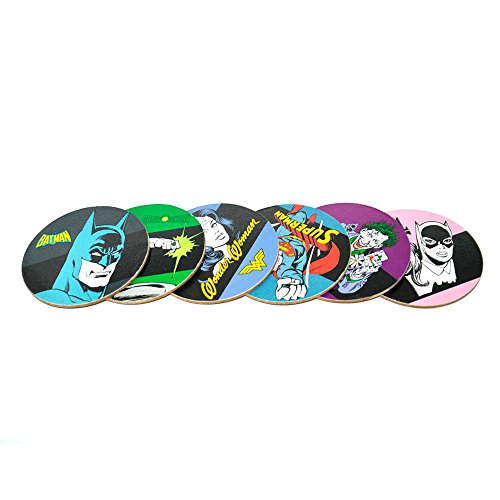 Jogo de Porta Copos 6 Peças - Super-Homem, Mulher Maravilha, Lanterna Verde, Coringa, Batman, Batgir