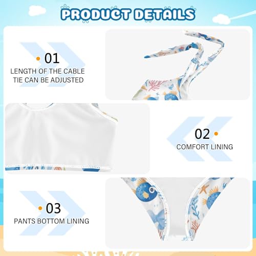 KLL Puffer Hawaiian Fish and Seaweed Girls' 2 Pieces Bikini Sets Beach Swimsuits Swimwear Adjustable Strap4