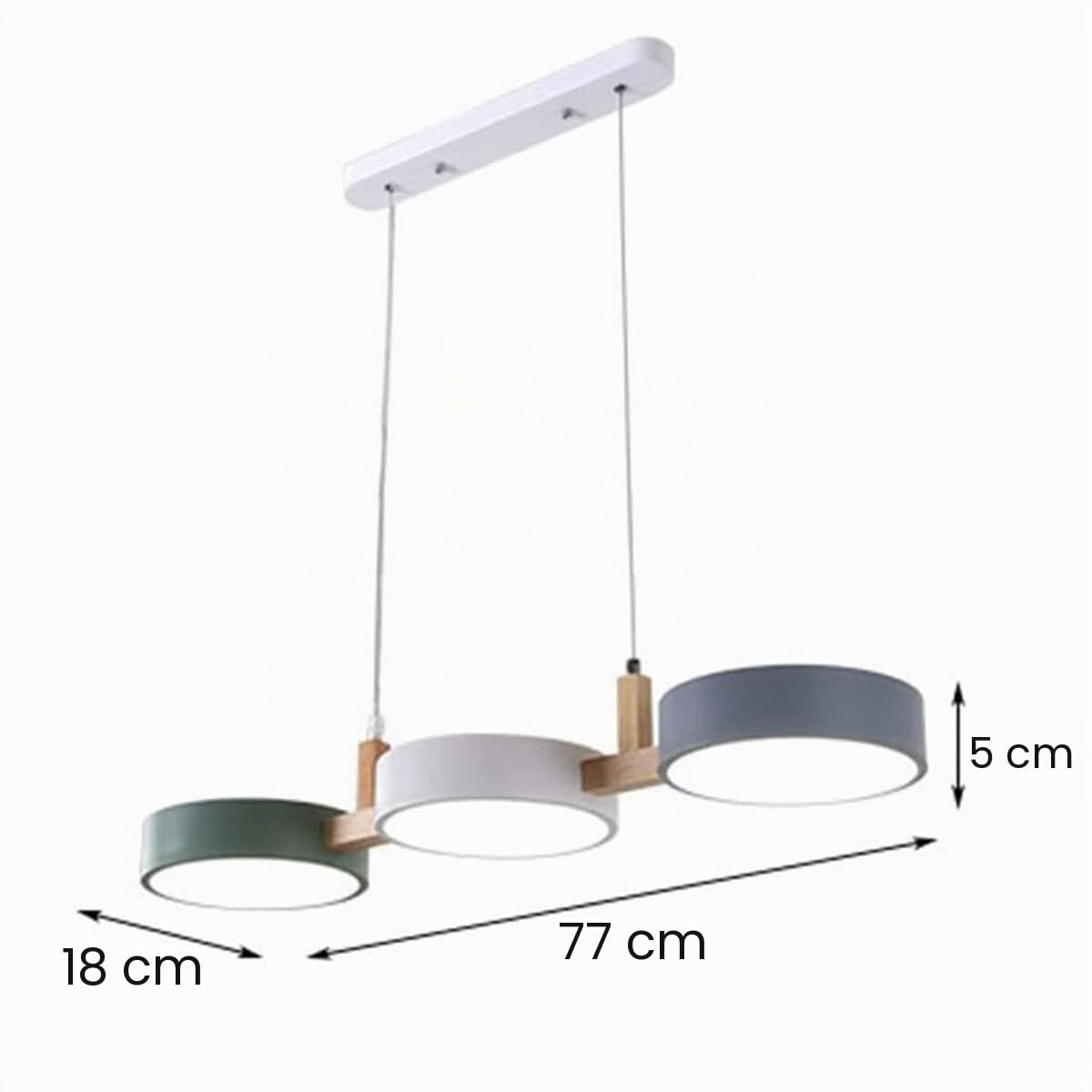 Lámpara Colgante nórdica de 3 Cabezas, lámpara Colgante de Hierro, lámpara Colgante de Madera Maciza, lámpara Colgante LED Creativa de Altura Ajustable para Sala de Estar