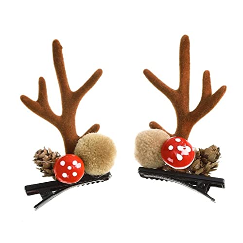 LMJNL Christmas Antler Hair Clips Deer Ear Hairpins Festival Christmas Headbands Pine Cones Hair Ball Barrette Hair Accessories 