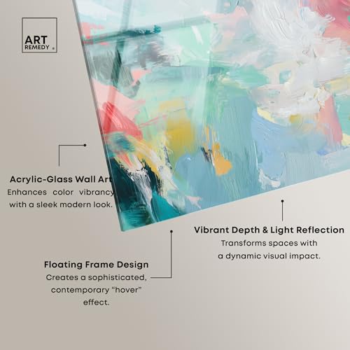 Art abstrait moderne en acrylique motif mosaïque printanière pour illuminer votre salon