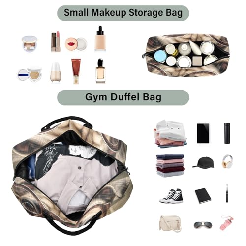 Large Travel Duffel Bag, Pug Dog with Glasses Sports Tote Gym Bag, Shoulder Weekender Overnight Bag for Women Men, Carry On Luggage with Toiletry Bags4