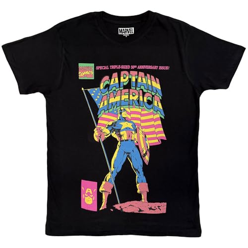 Image of Marvel Comics Captain America 50Th Anniversary Official Tee T-Shirt Mens Unisex (XX-Large) Black