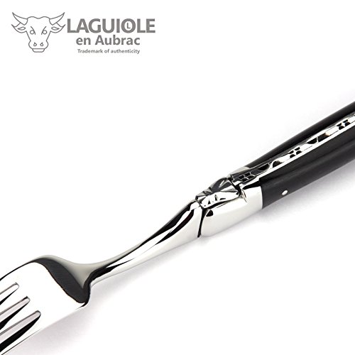 Laguiole En Aubrac - Set Of Two Handmade French Steak Knives And Two Forks - Ebony Handles - Wooden Gift Box - Traditionally Handcrafted In France #TOP7