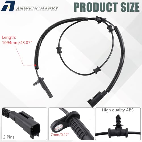 ANWENCHAPEY Front & Rear ABS Wheel Speed Sensor Compatible with Ram 1500 2013-2018, Ram 1500 Classic 2019 V6 3.0L 3.6L 3.7L, V8 4.7L 5.7L Engine, Replace# 68053861AC,68053861AB 2PCS by anwenchapey - Image 2