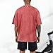 Bobeutou Oversized Vintage Acid Wash Tshirt for Men Cotton Solid T Shirt Streetwear Basic Tees Casual Baggy Loose Shirts Tops (Rust Red,L)