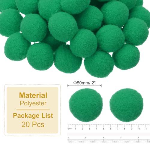 PATIKIL 2inch(50mm) Pom Poms for Crafts, 20pcs Large Pompoms for Crafts Puff Balls Bulk High Elasticity Fuzzy Balls for Hats Christmas Art DIY, Dark Green by PATIKIL - Image 2