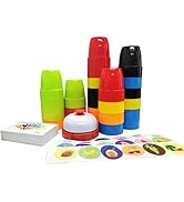 Quick Cups Games for Kids,Speed Stacks Cup Game for Family,24 Cups in 6 Colors,24 Stickers,1 Bell...
