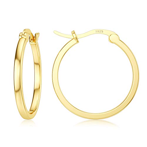 JIAYIQI - Pendientes de aro de oro de plata de ley 925, diseño de círculo infinito, ligero y pequeño, 17 mm