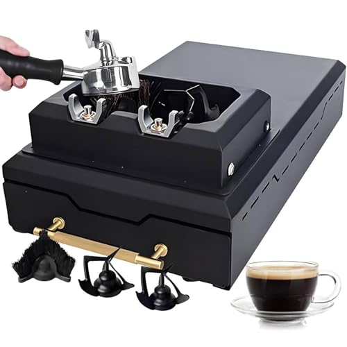 Máquina limpiadora de portafiltros eléctrica para 58 mm, incluye 2 raspadores y 1 cepillo, posiciones intercambiables para uso en casa, bar, cafetería, restaurante