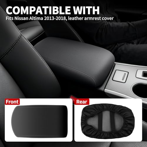 Asgohme Center Console Armrest Cover Compatible with Nissan Altima 2013-2018 Accessories, Premium Leather Arm Rest Cover Pad, Car Middle Console Cover (Black) by Asgohme - Used condition - Image 2
