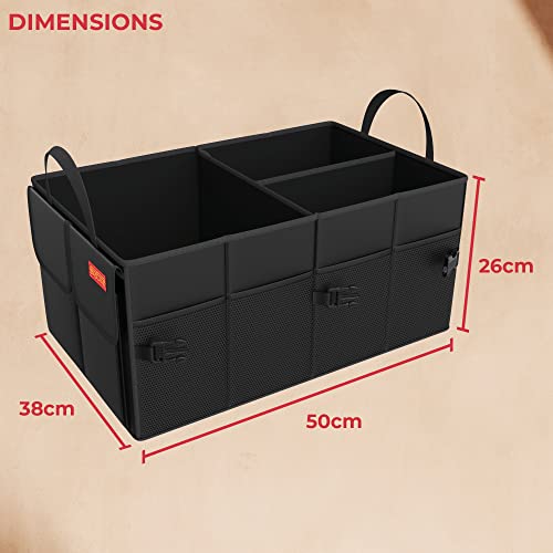 GADLANE Heavy Duty Jumbo Car Boot Organiser Storage Boot Tidy Foldable Shopping Bag Tools Holder - Black - Image 7