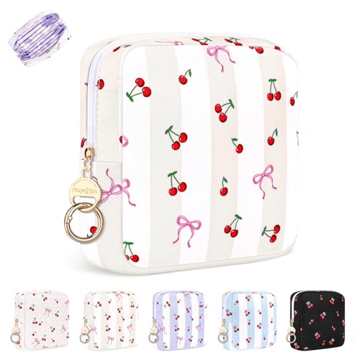 Image of Period Bag for Teen Girls, Canvas Sanitary Napkin Storage Bag with Zipper, Portable Menstrual Pad Bag Tampon Holder for Purse