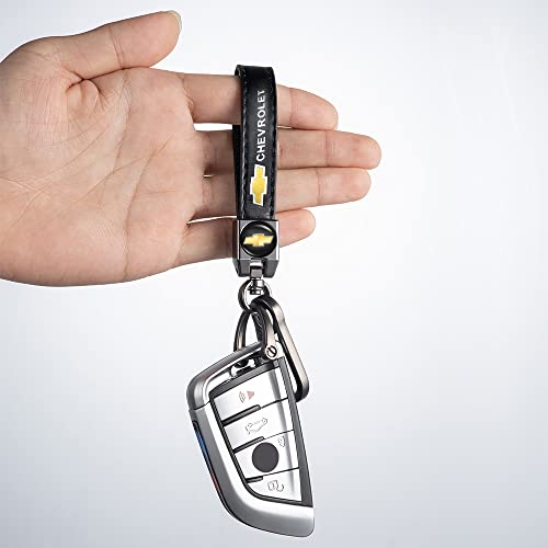 Lubolan Leather Car Keychain Set For Chevrolet Silverado Colorado Tahoe Malibu Suburban Camaro Cruze Equinox Sonic R Men's And Women's Family Presents Keychain Keyring Lanyard Accessories (Black) #TOP3
