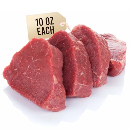 Vincent's Meat Market Filet Mignon Master-Cut Perfection, Premium Beef, Hand-Selected, Super Trimmed, 10 oz Steaks – Indulge in Unmatched Flavor and Quality - 2.5 lb (4 packs - 10 oz each)