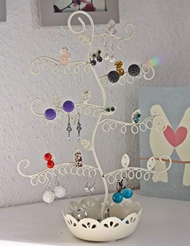 Sass & Belle Jewellery Tree, Jewellery Stand, Jewellery Holder, Metal, White / Cream