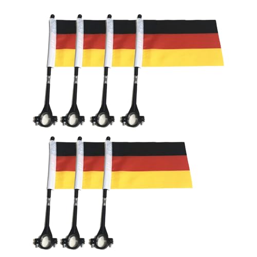 ChongKuan - Deutschlandfahne Mit Stab 21 X 14 Cm Deutschland Flagge Auto Autofahne Fahne Fanartikel Auto Deko Für Autofahnen (7 Stück)