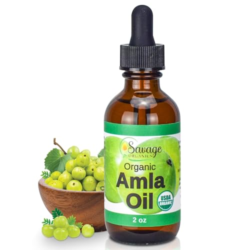 Savage Organics Amla Oil - Certified Organic, Luxurious Nourishing Oil for Hair Growth, Scalp Care & Beard - 100% Pure, Premium Quality, Natural & Vegan, Promotes Thicker, Fuller, Shinier Locks