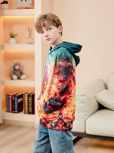 Idgreatim Kids 3D Graphic Pullover Hoodies Warm Thick Hooded Sweatshirt for Boys Girls 6-16 Years3