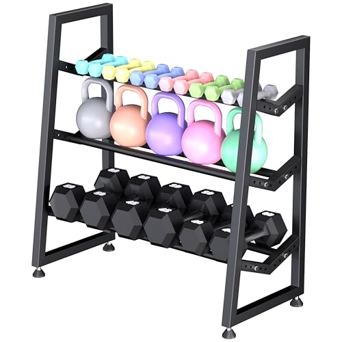 ZOOKASEA Upgraded V-type 3-Tier Dumbbell Rack, Adjustable Heavy-Duty Metal Weight Rack for...