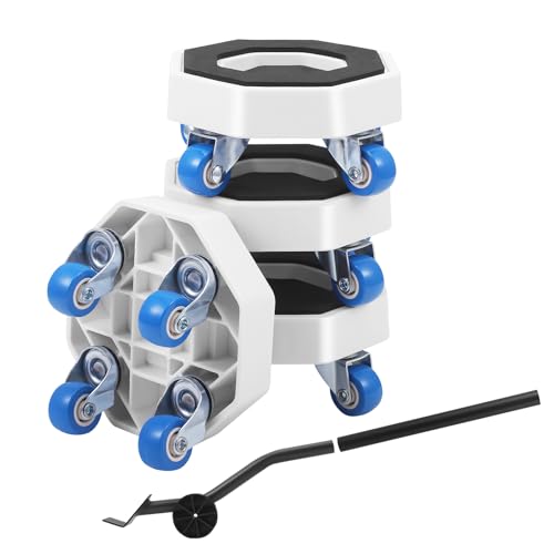 Kit de roulettes pour Meubles Lourde avec roulettes Pivotantes à 360 Degrés, Kit de Deplace Meuble Capacité Maximale 500kg, Souleve Meuble pour Deplace...