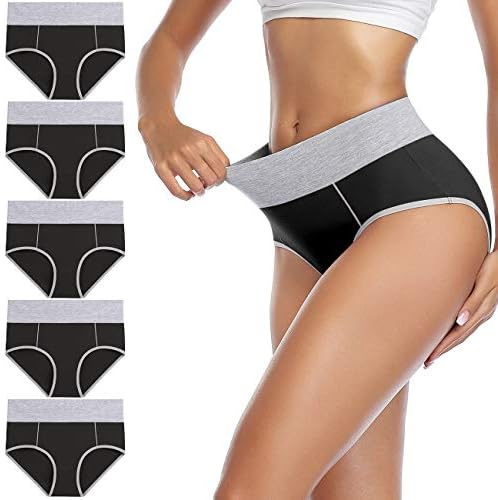 wirarpa Unterhosen Damen Baumwolle Unterwäsche Taillenslip | Slip Hohe Taille 5er Pack, Kein Einschneiden, Kein Druckstellen, Weich und Atmungsaktiv